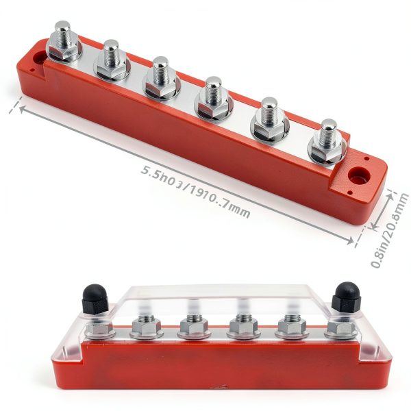Seamaka 10‑Pole Battery Bus Bar with Brass Plate and PC Cover – O‑078-1