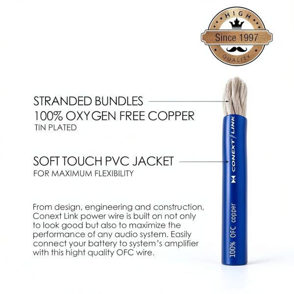 Conext Link Frost Blue 1/0 AWG Copper Marine Wire 4753 Strand Flexible-1