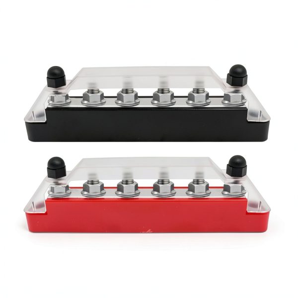 Seamaka 10‑Pole Battery Bus Bar with Brass Plate and PC Cover – O‑078-3