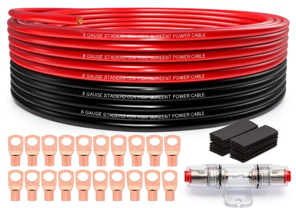 8 Gauge Wire CCA Cable with 60A Fuse Holder Red/Black 25ft Ruikarhop-0