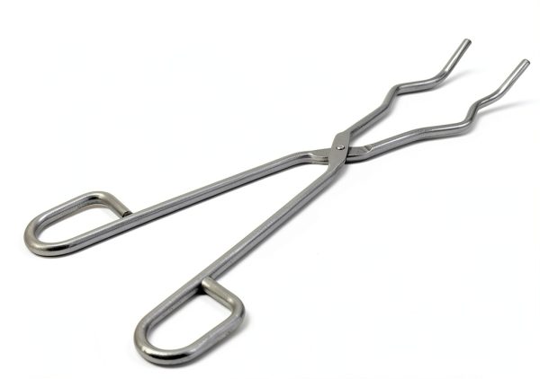 Crucible Tongs JTS Stainless Steel 12" Length with Serrated Bent Tips-2
