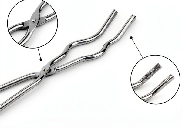 8 Inches Crucible Tongs Stainless Steel NCK Lab Tool Polished Charcoal-2